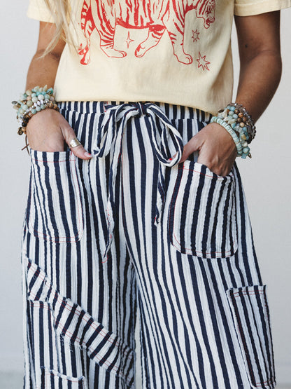 Calm Waves Pants - Navy Stripe