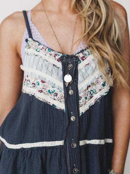 Boho Dreaming Top - Navy Charcoal