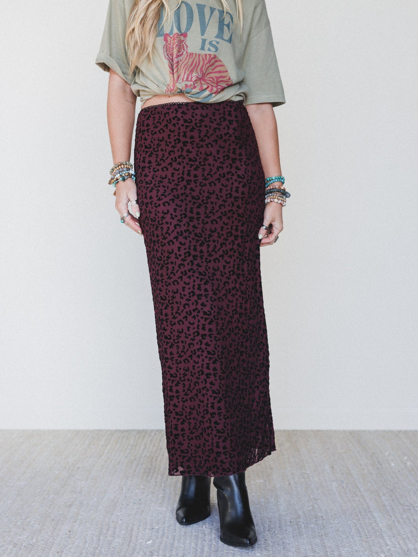 High Street Maxi Skirt - Burgundy