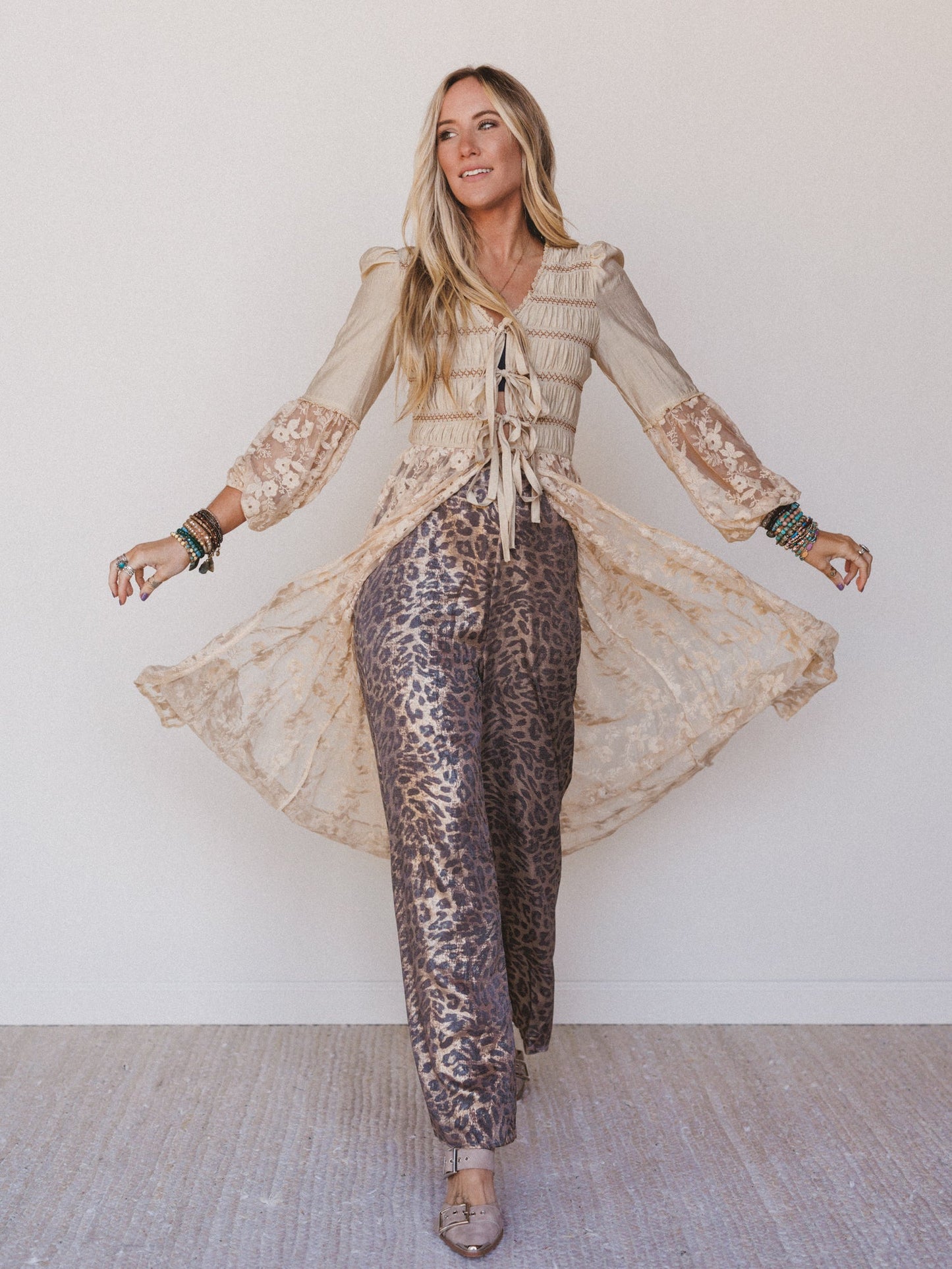 Darling Drift Animal Print Pants - Gold