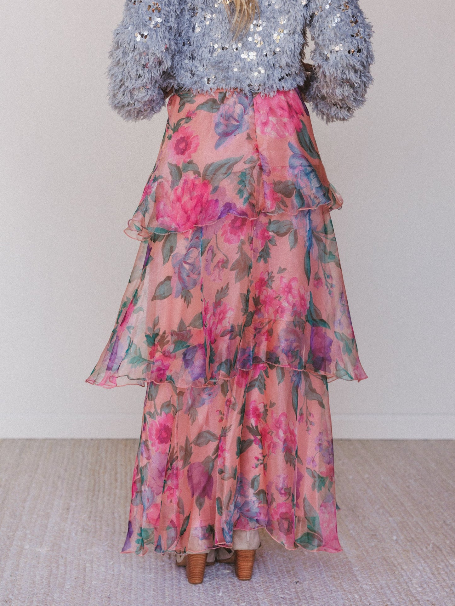 Petal Notes Maxi Skirt - Peach