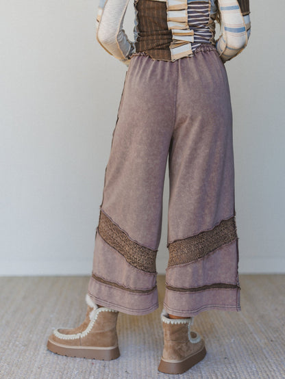 Country Sunshine Crochet Wide Leg Pant - Mocha