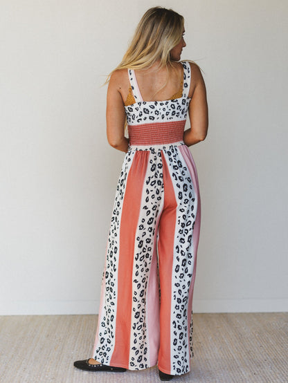 Serendipity Animal Print Jumpsuit - Coral