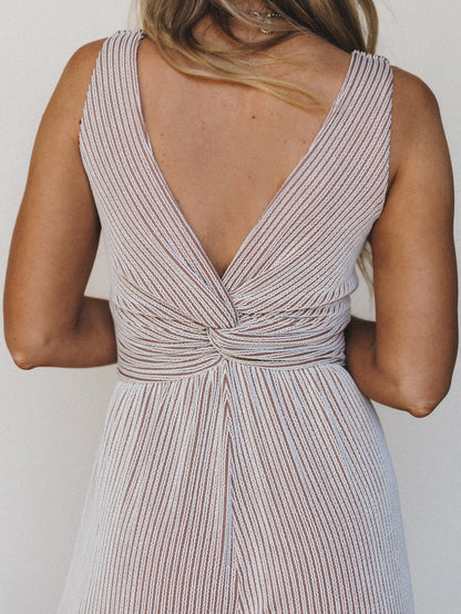 The Nest Alanis Textured Jumpsuit - Taupe