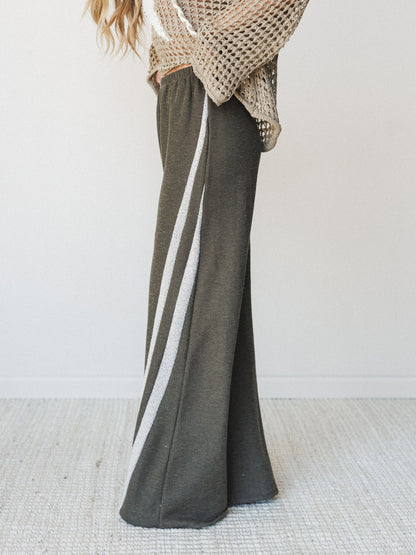 The Nest Racing Stripe Wide Leg Pants - Olive