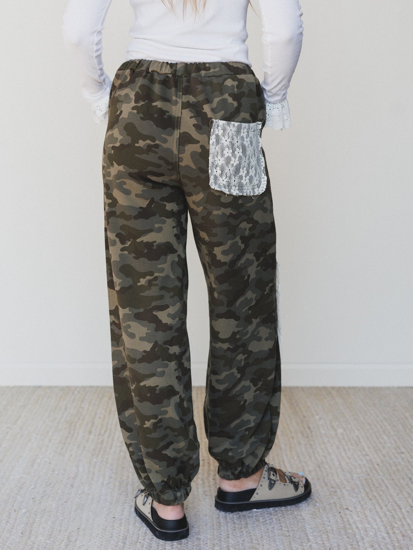 Nora Patchwork Camo Pants - Olive Camo