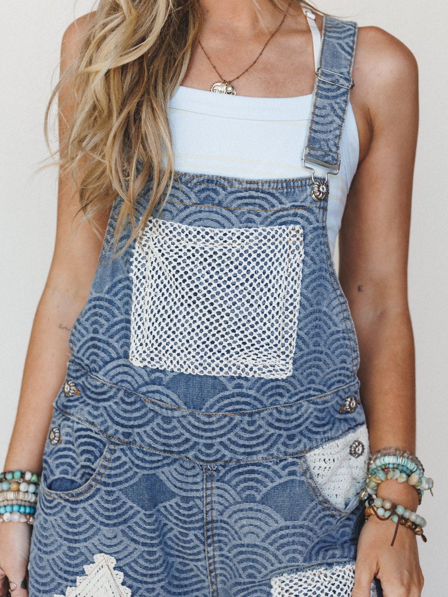 Flower Patch Overalls - Denim Multi