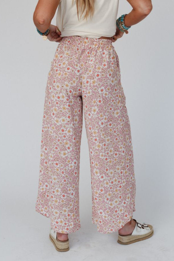 The Nest Stasia Printed Drawstring Tulip Pants - Rose