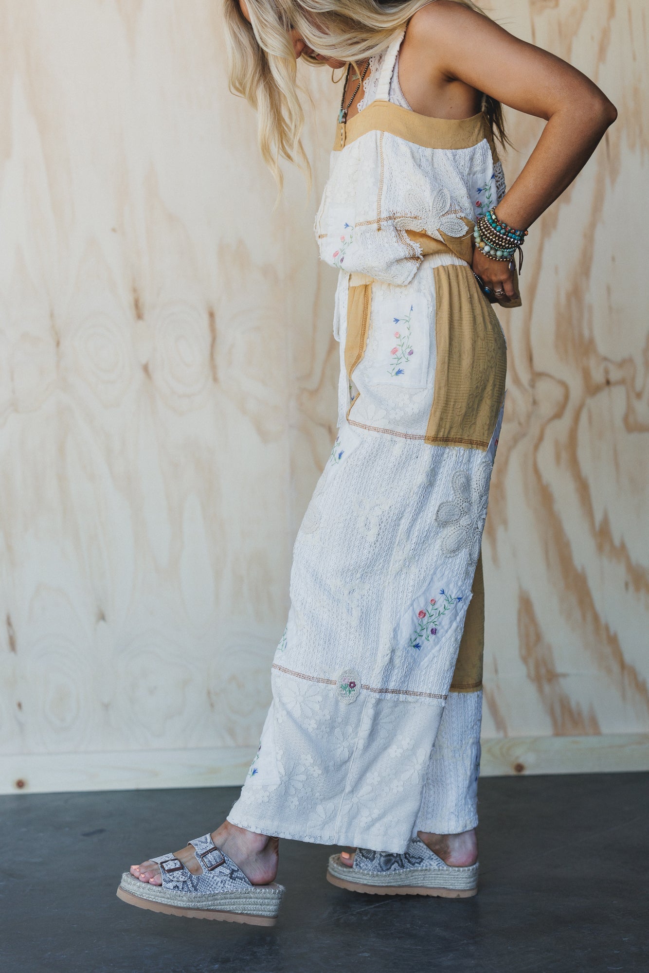 Patchwork Parade Woven Pants - Mustard