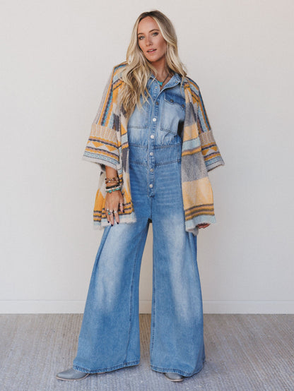 Sami Button Up Jumpsuit - Light Denim