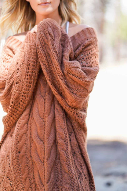 Golden Hour Bubble Sleeve Sweater Dress - Mocha