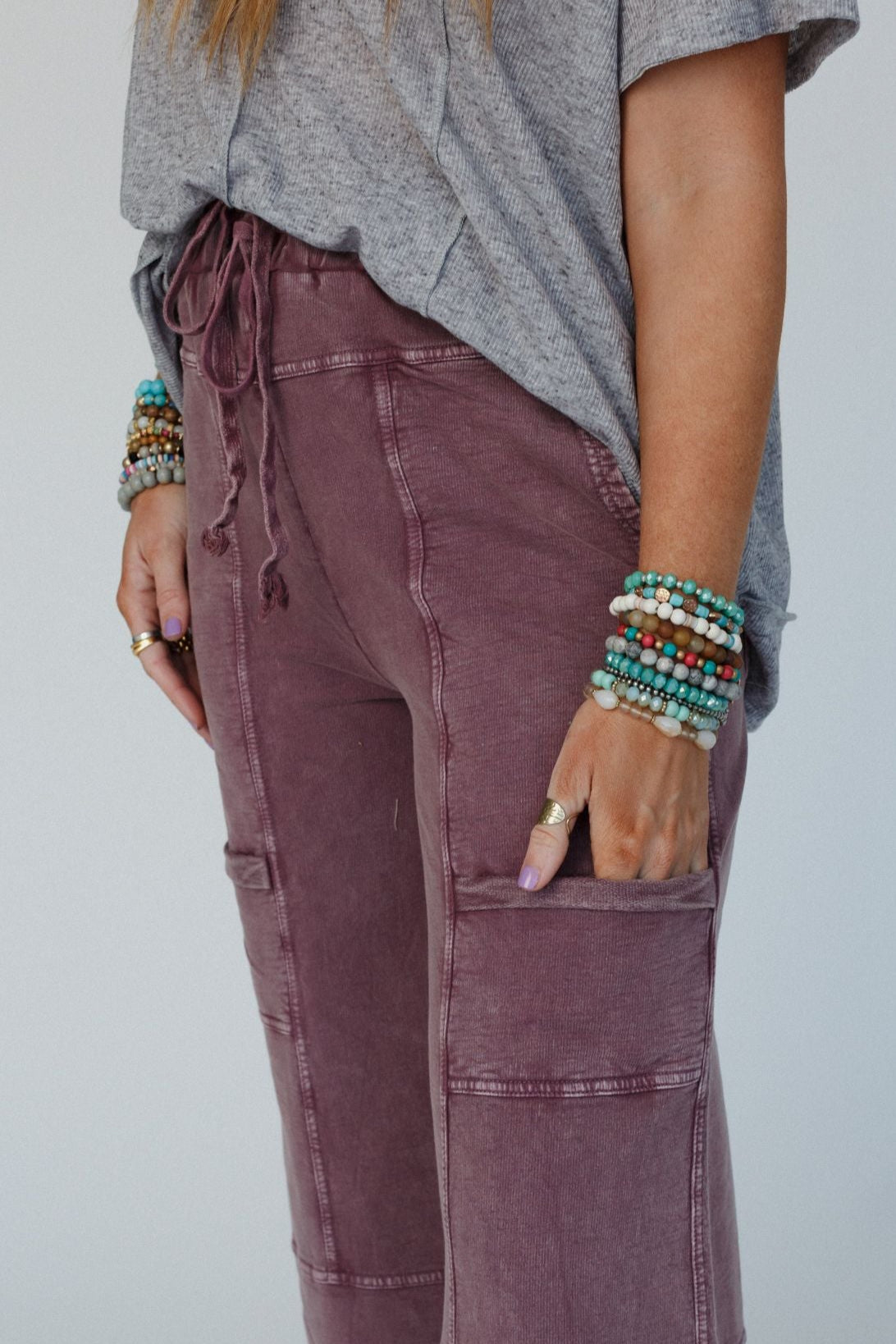 Lucky One Wide Leg Full Pant - Plum
