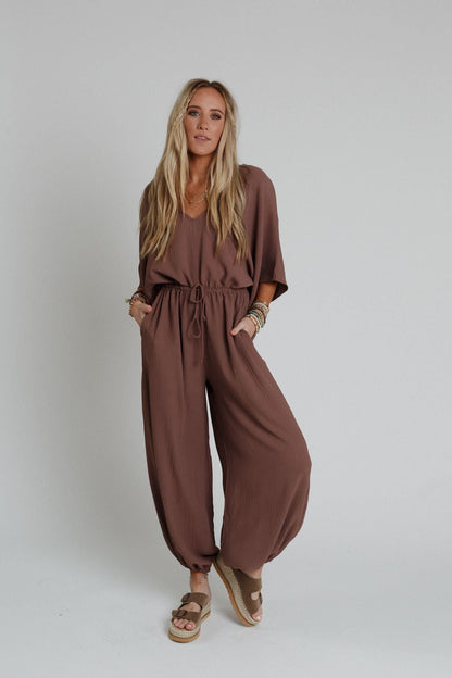 The Nest New Love Relaxed Drawstring Jumpsuit - Mocha