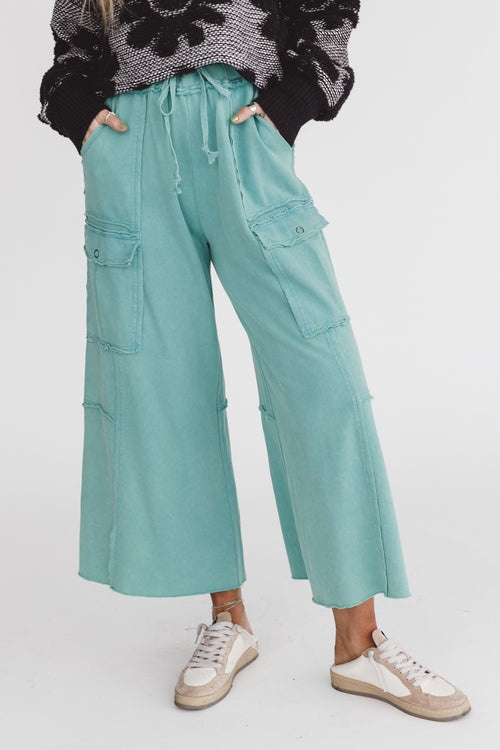 Game On Cargo Wide Leg Pant - Green