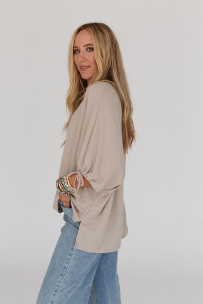 The Nest Little Lark Puff Sleeve Tee - Taupe