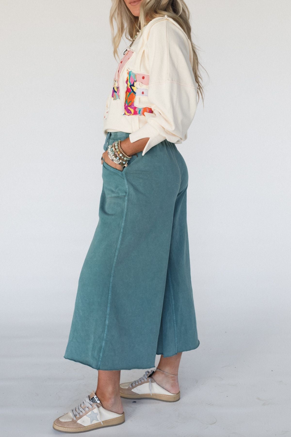 Relaxing Robin Wide Leg Pant - Teal Green
