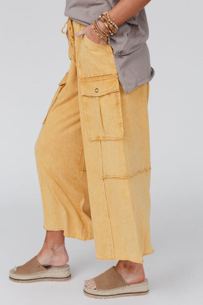 Game On Cargo Wide Leg Pant - Mustard