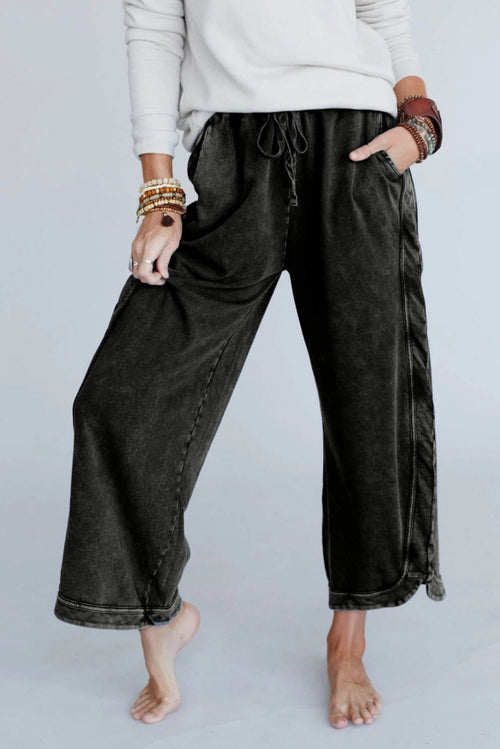 So Comfy Wide Leg Pant Cropped Length - Charcoal - Pre Order