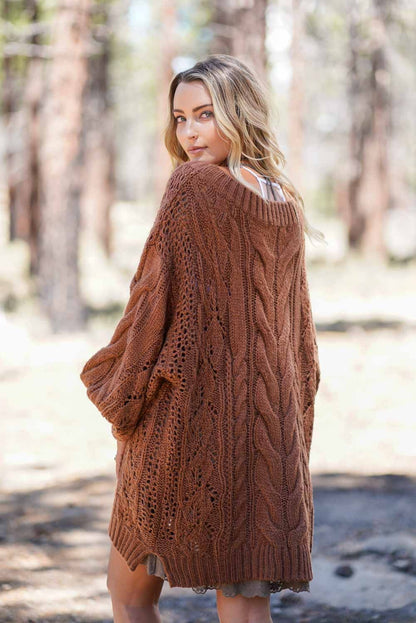 Golden Hour Bubble Sleeve Sweater Dress - Mocha