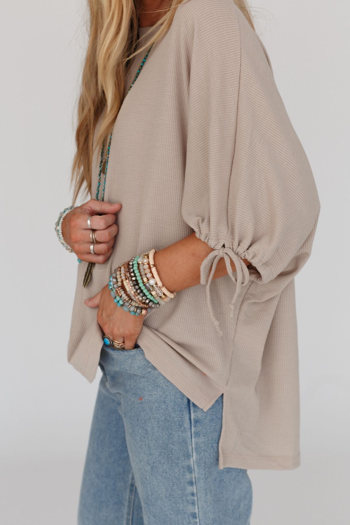 The Nest Little Lark Puff Sleeve Tee - Taupe