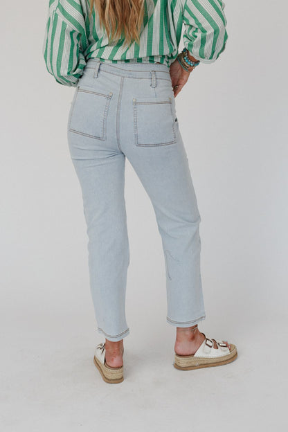 Straight Arrow Cargo Jeans - Light Wash