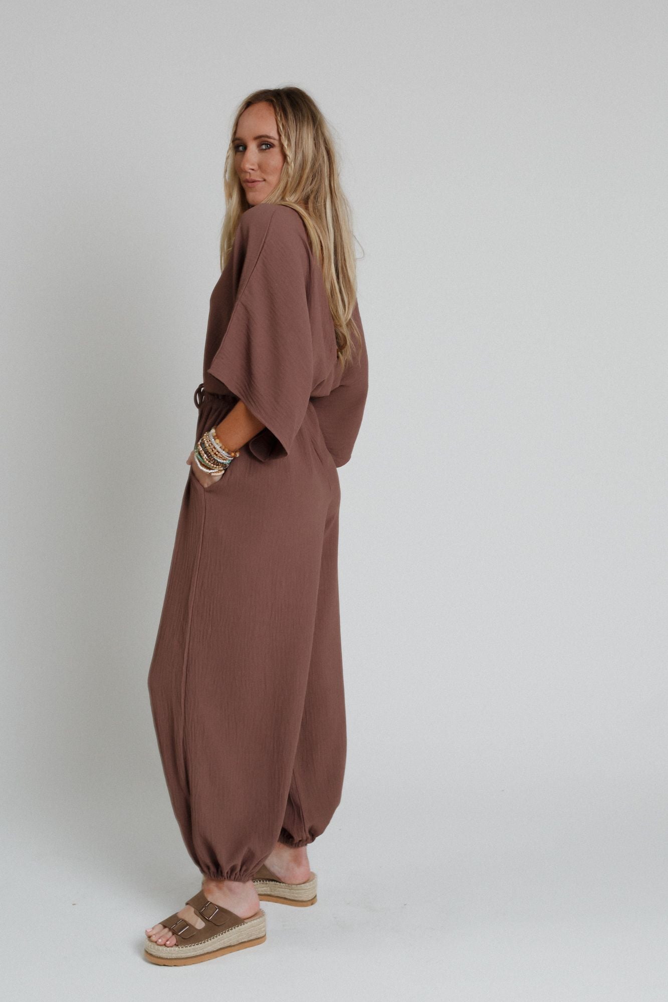 The Nest New Love Relaxed Drawstring Jumpsuit - Mocha