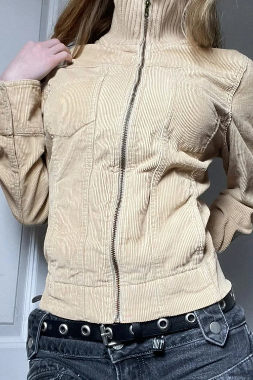 Vintage Streetwear Utility Solid Lapel Pocket Jacket