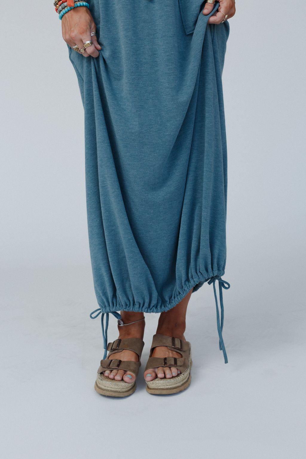 The Nest All In Drawstring Maxi Skirt - Teal