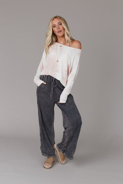 So Comfy Wide Leg Pant Full Length - Charcoal